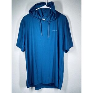 DevOps Mens Blue Short Sleeve Hoodie Athletic Performance T-Shirt Size L